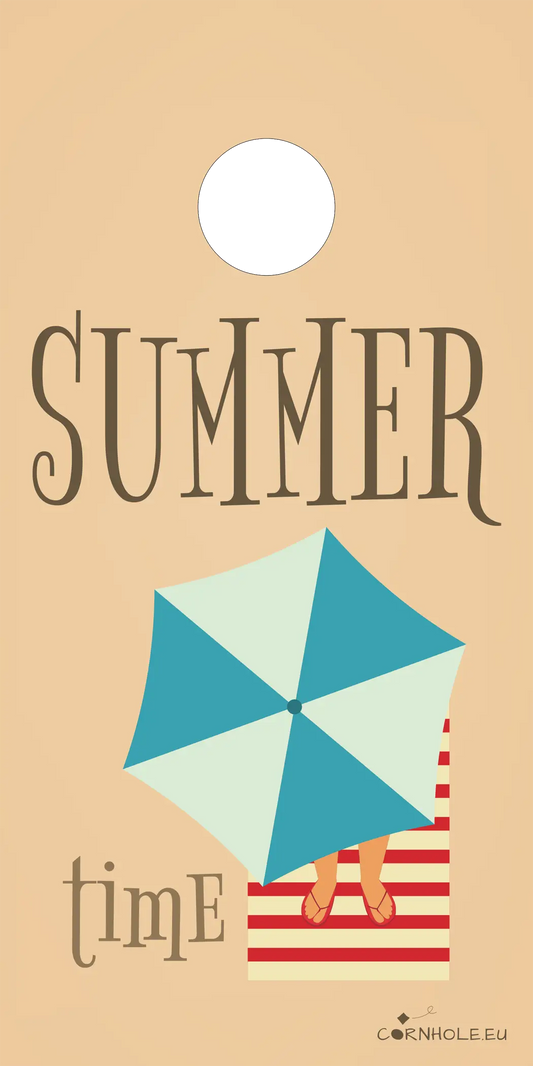décor détaillé cornhole parasol et summer time, vue de face