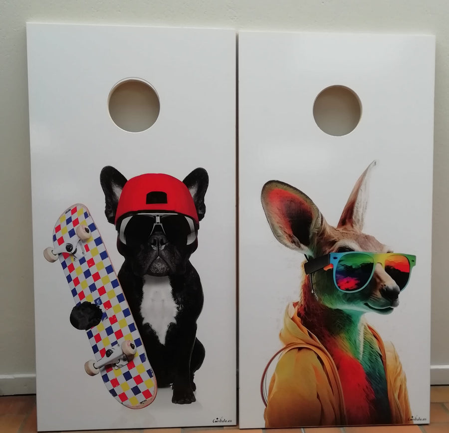 Cornhole Easy - Collection Full Print - 2 planches chien skater et kangourou stylé