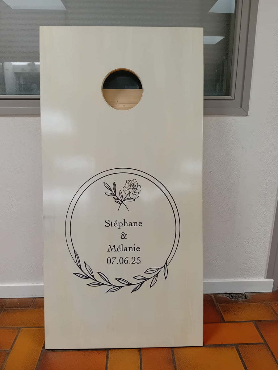 Cornhole personnalisé réalisé pour un mariage - Stéphane & Mélanie