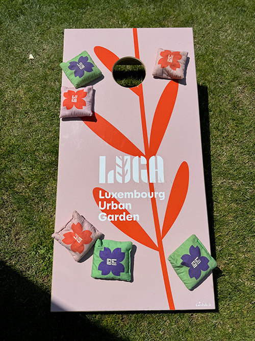 Cornhole personnalisé réalisé pour la LUGA - Luxembourg Urban Garden