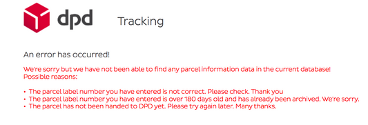 message d'erreur DPD