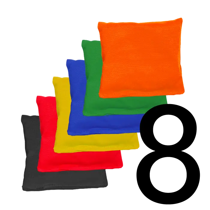 8 sacs de cornhole 2 couleurs au choix, vue de face