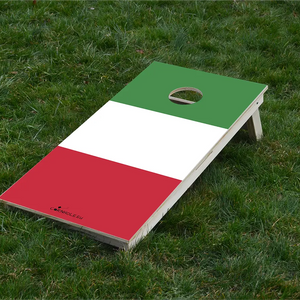 cornhole drapeau au choix, sur le gazon, vue de face