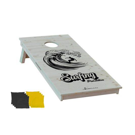 cornhole surfeur dans un tube, vue de face
