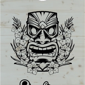 décor détaillé cornhole totem hawaïen, vue de face