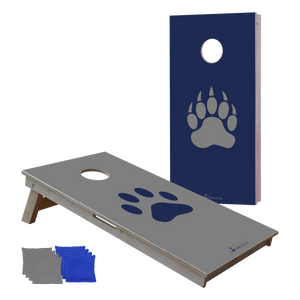 cornhole 2 planches empreinte de patte d'ours et empreinte de patte de loup, vue de face