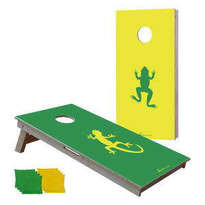 cornhole 2 planches grenouille et lézard gecko, vue de face