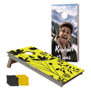 cornhole 2 planches motifs personnalisables, vue de face