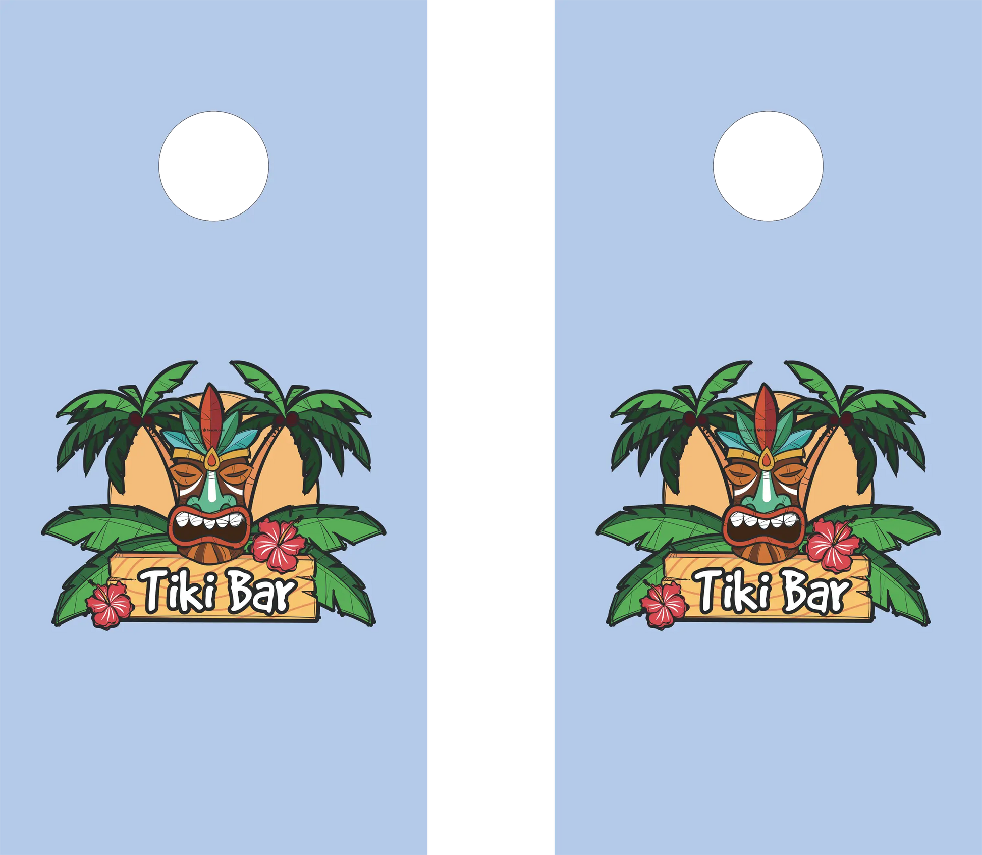 décor détaillé cornhole 2 planches motif personnalisable, vue de face