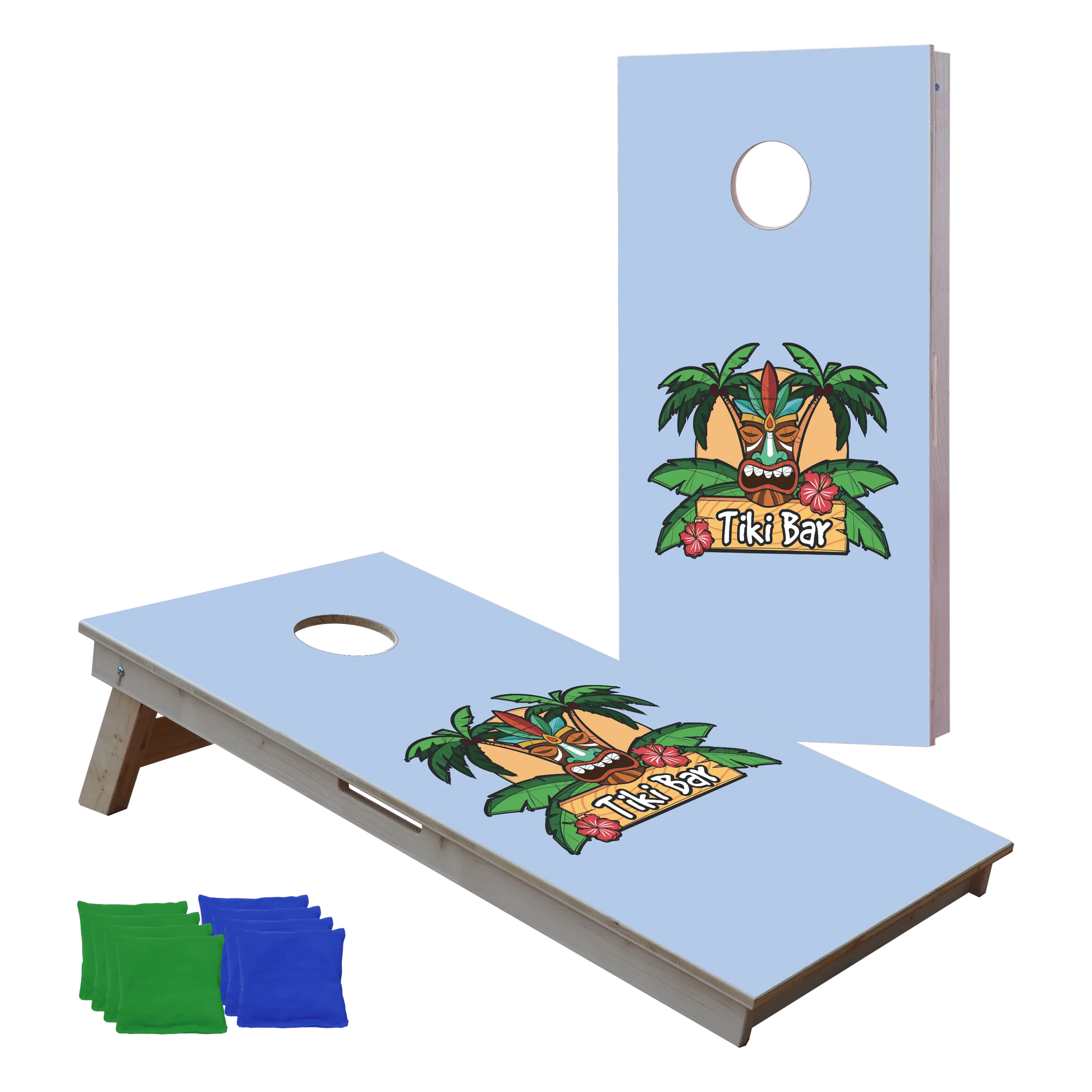 cornhole 2 planches motif personnalisable, vue de face