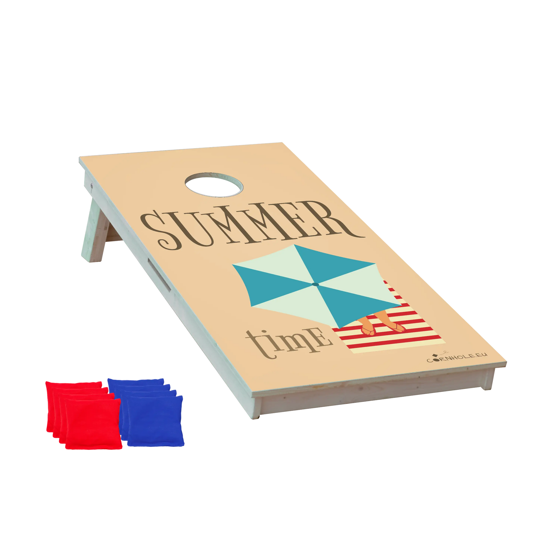 cornhole parasol et summer time, vue de face