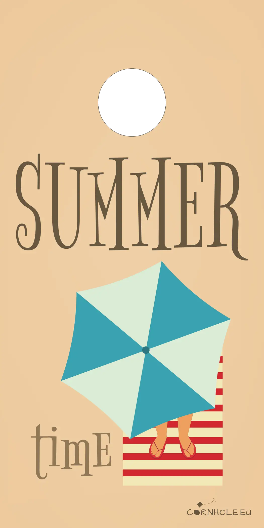 décor détaillé cornhole parasol et summer time, vue de face