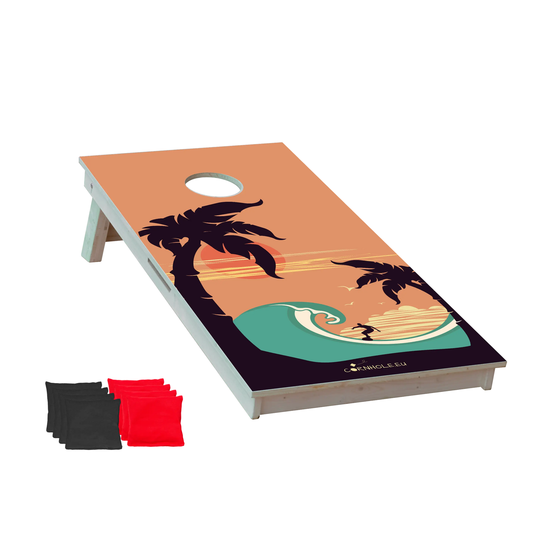 cornhole surfeur dans un tube, vue de face