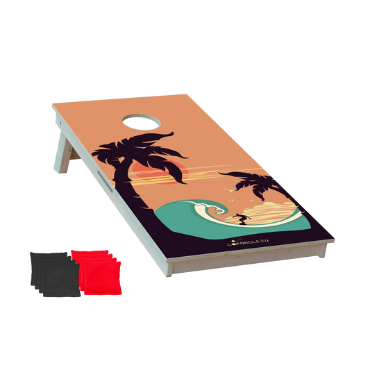 cornhole surfeur dans un tube, vue de face